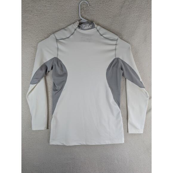 Nike Pro Combat Shirt Mens Medium White Hyperwarm Dri Fit Fitted 479925-100 - Picture 2 of 16